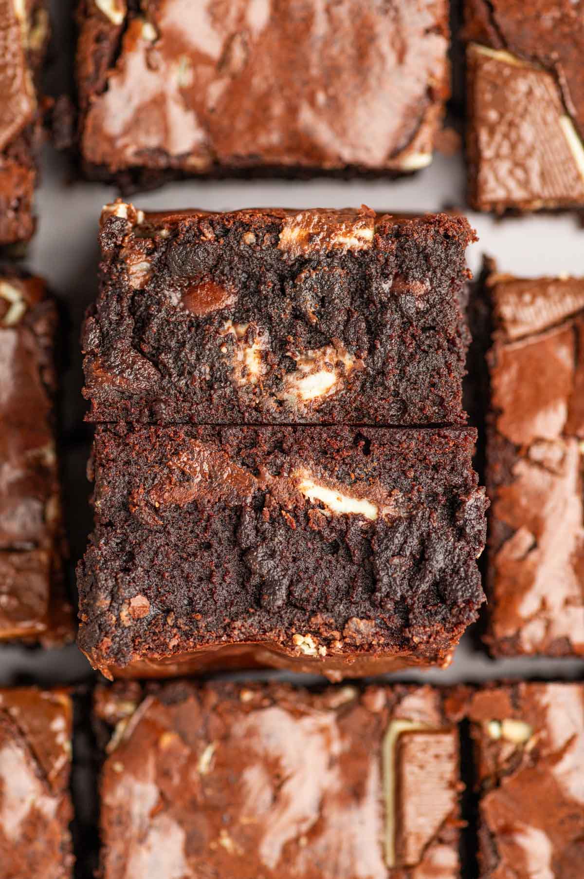 Center part of fudgy chocolate mint brownie 