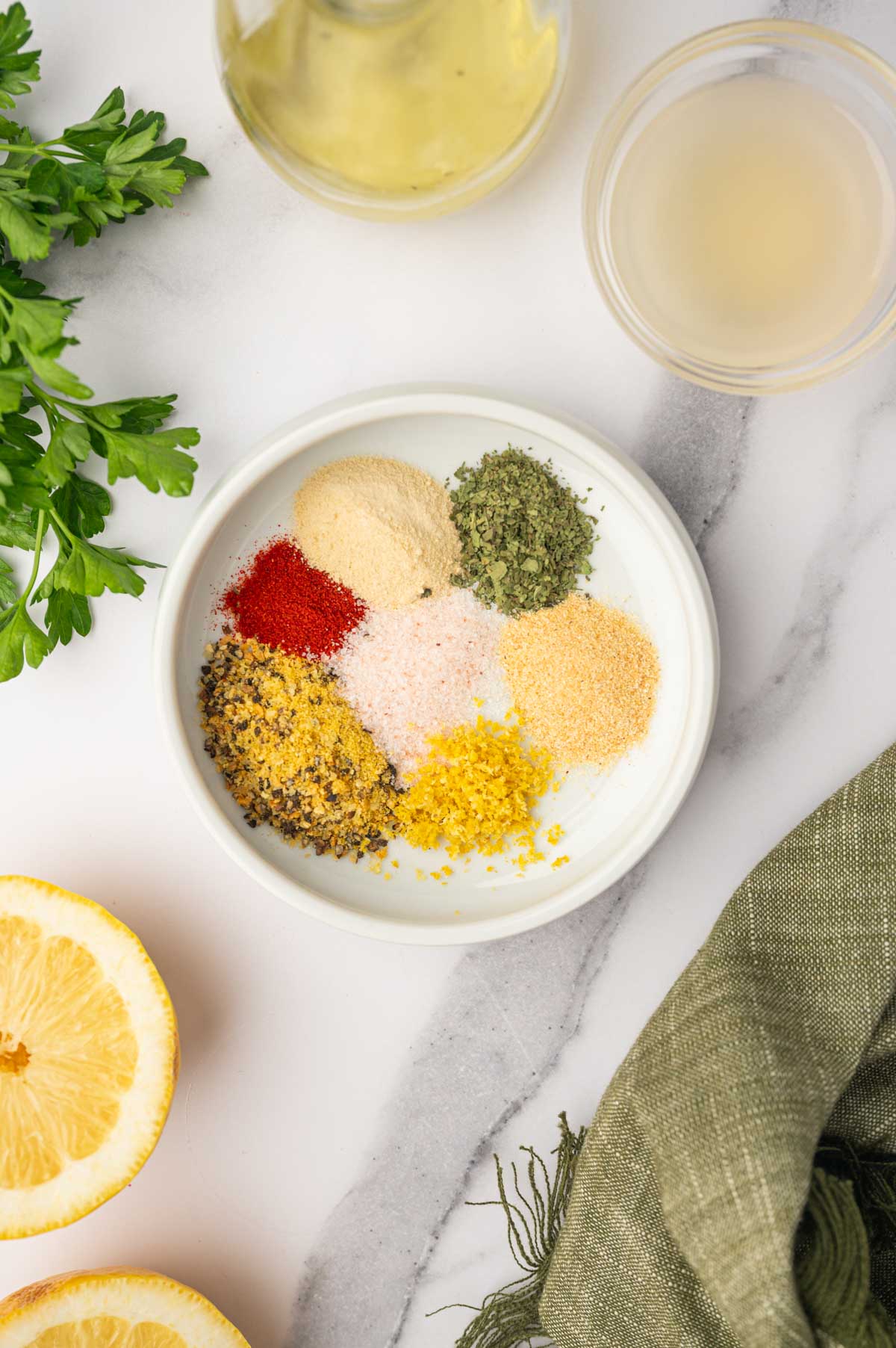 Lemon pepper seasoning mixture in a bowl