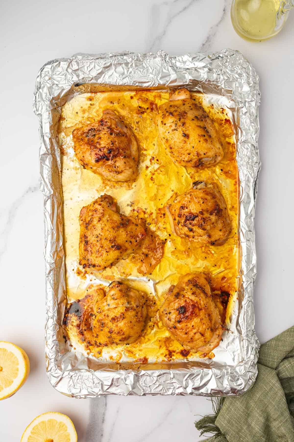 Baked Lemon pepper chicken Thighs is just out from the oven