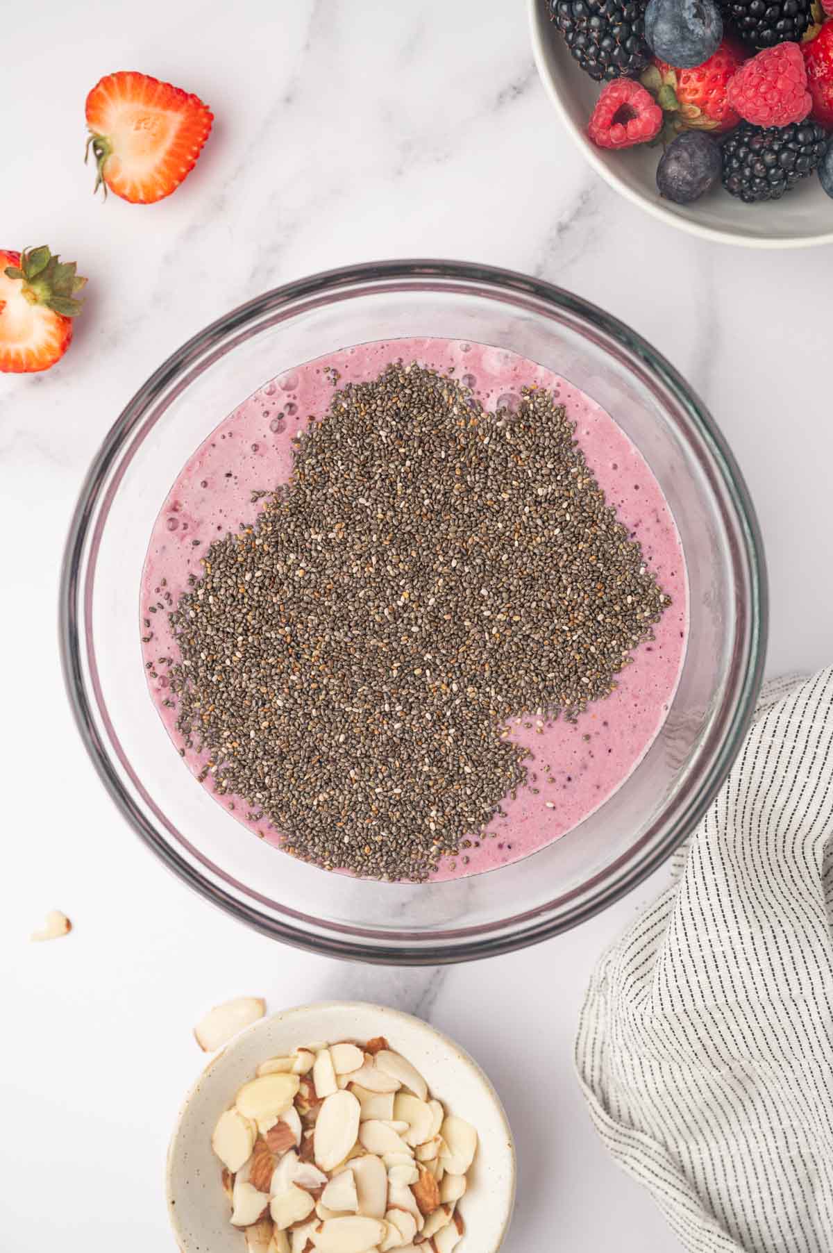 Chia seeds added to the mixture