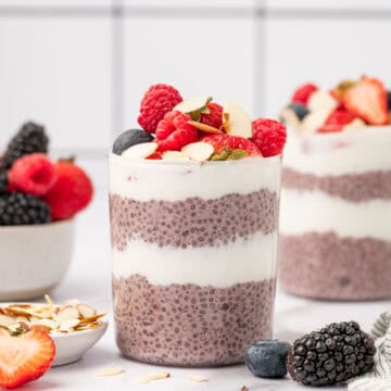 Berry Chia Seed Pudding in two jars