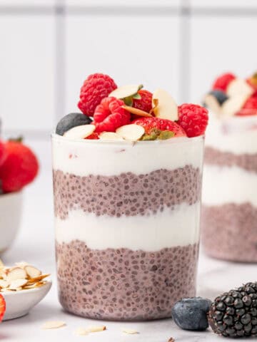 Berry Chia Seed Pudding in two jars