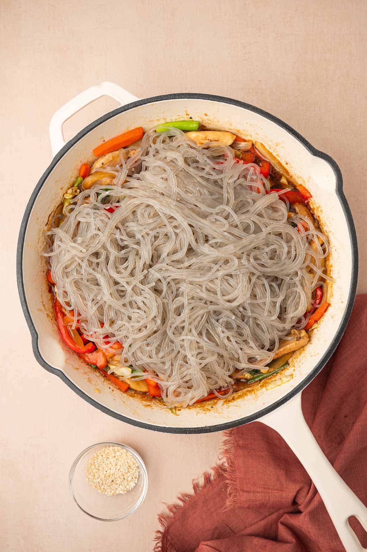 Stir fry sauce mixture and glass noodles