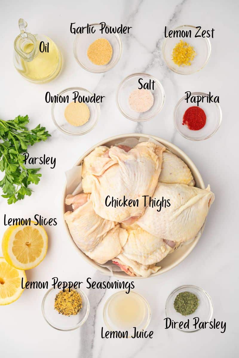 Ingredient shot of baked lemon pepper chicken thighs recipe