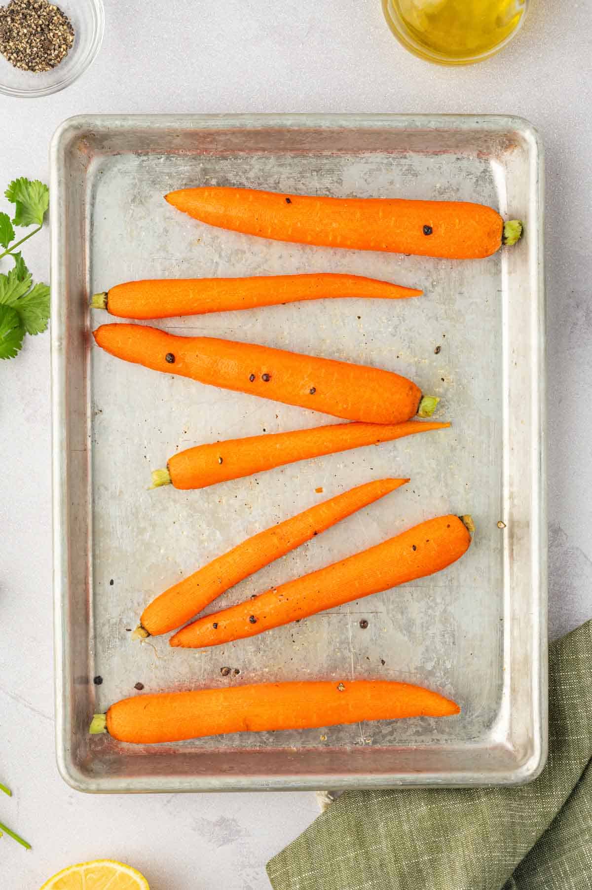 Roasted carrot hummus with canned chickpeas-roasting pan