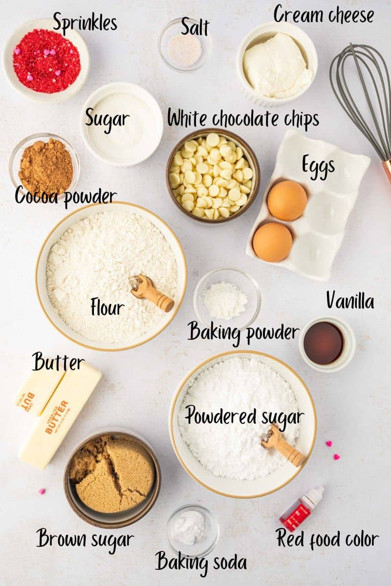 Ingredients for valentines cookie cake