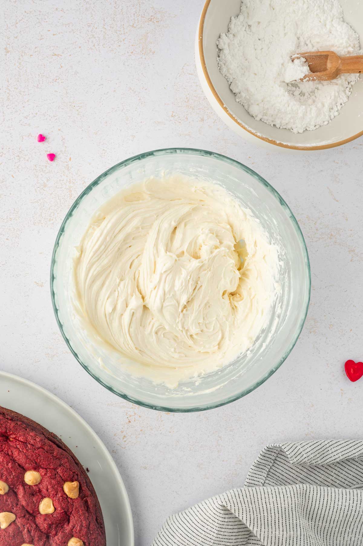 cream cheese frosting in a bowl