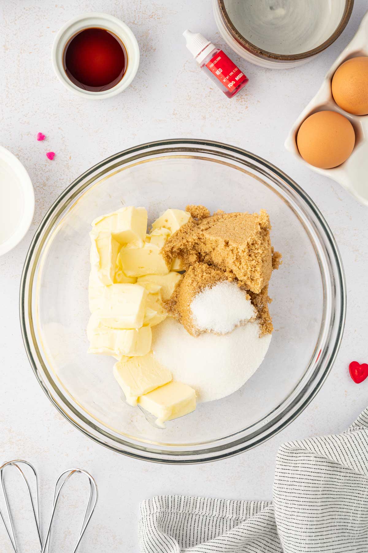 Combine butter and sugar for cookie cake