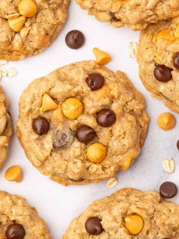 butterscotch chocolate chip Oatmeal cookies featuring cookies