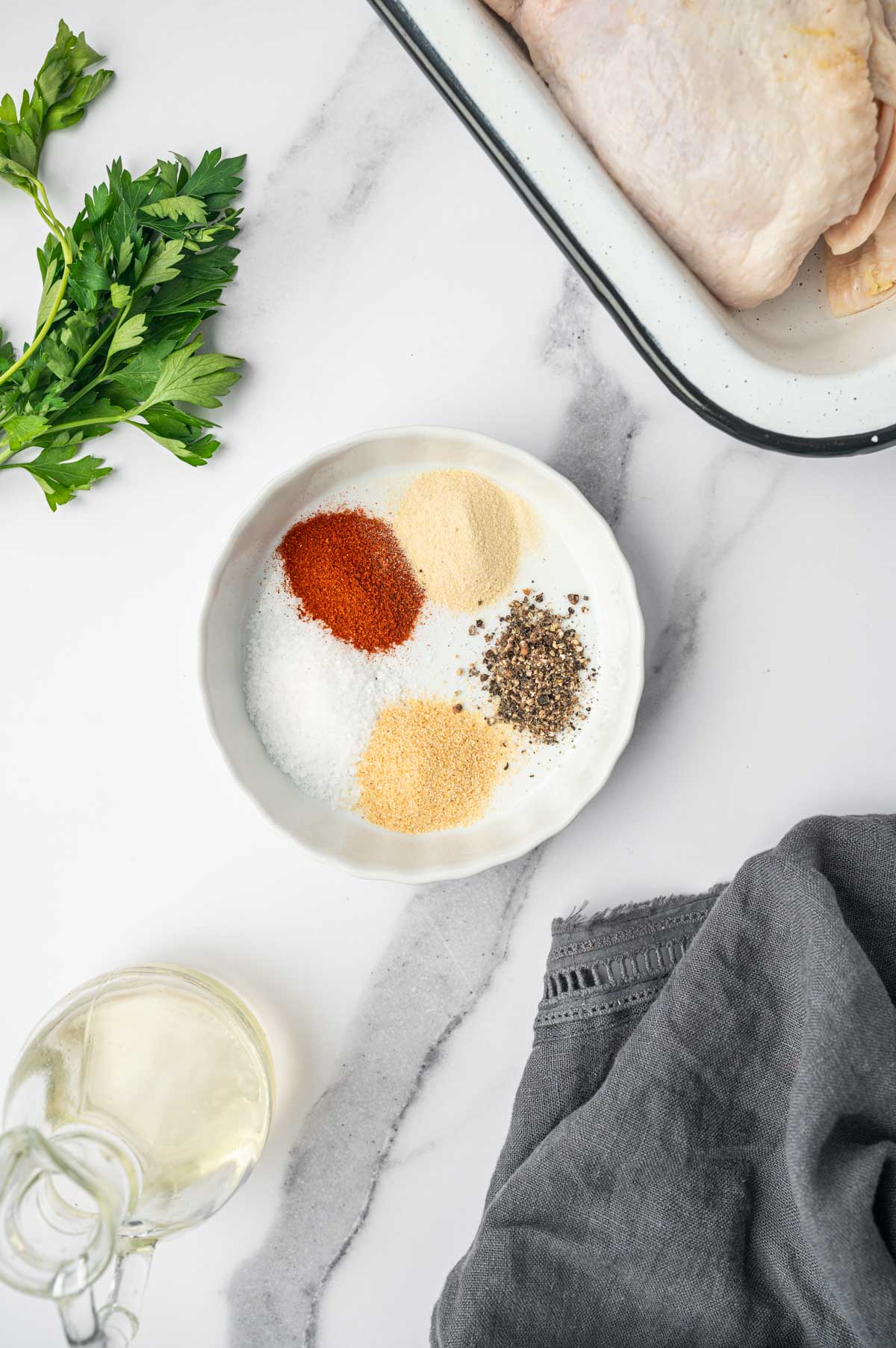 Air fry BBQ seasonings in a white bowl.