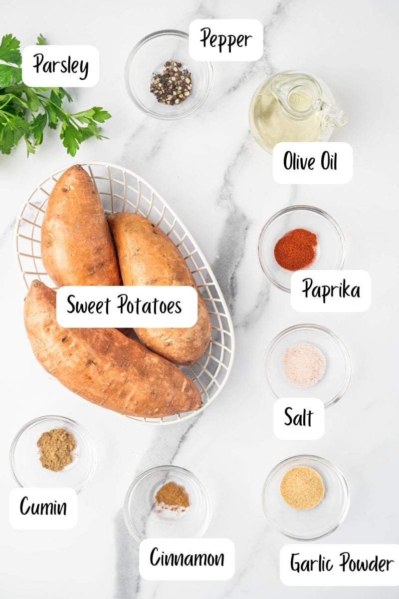 Healthy air fryer sweet potato wedges ingredients