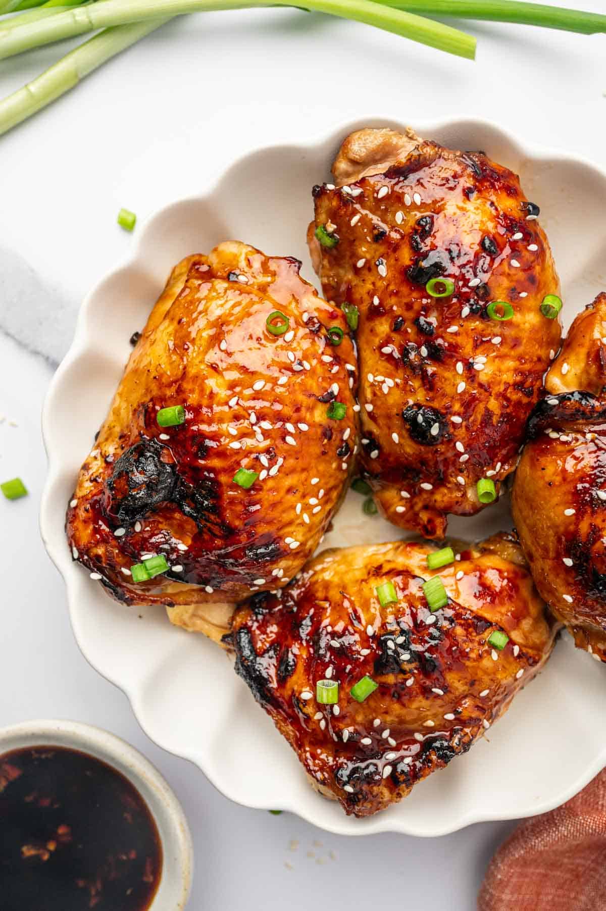 Homemade Teriyaki Sauce Glazed Chicken Thighs Fresh from the Air Fryer.