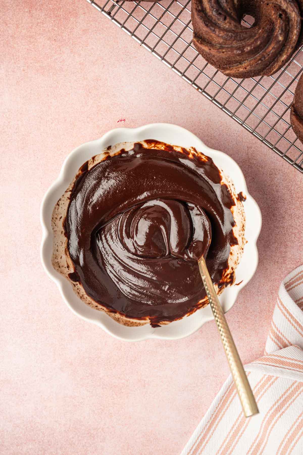 Chocolate ganache in a bowl.