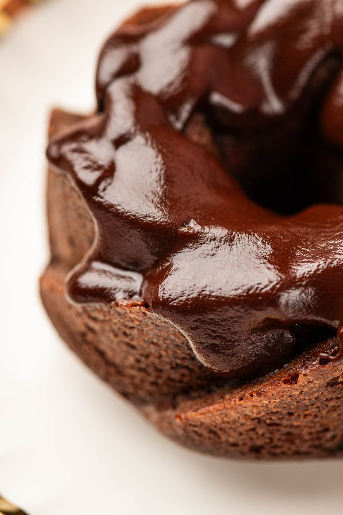 Close up shot of chocolate mini bundt cakes.