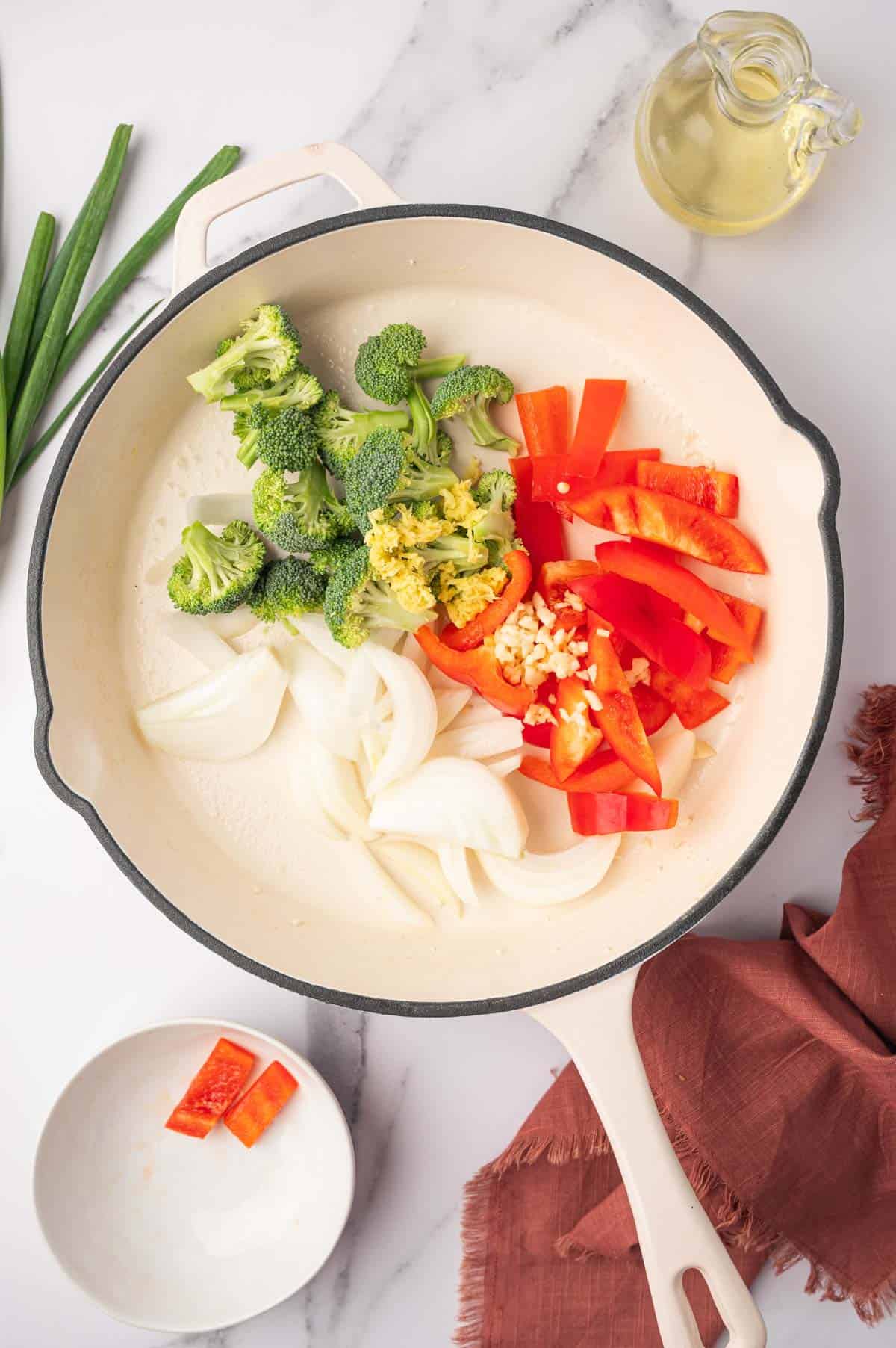 Vegetables in a skillet for stir fry