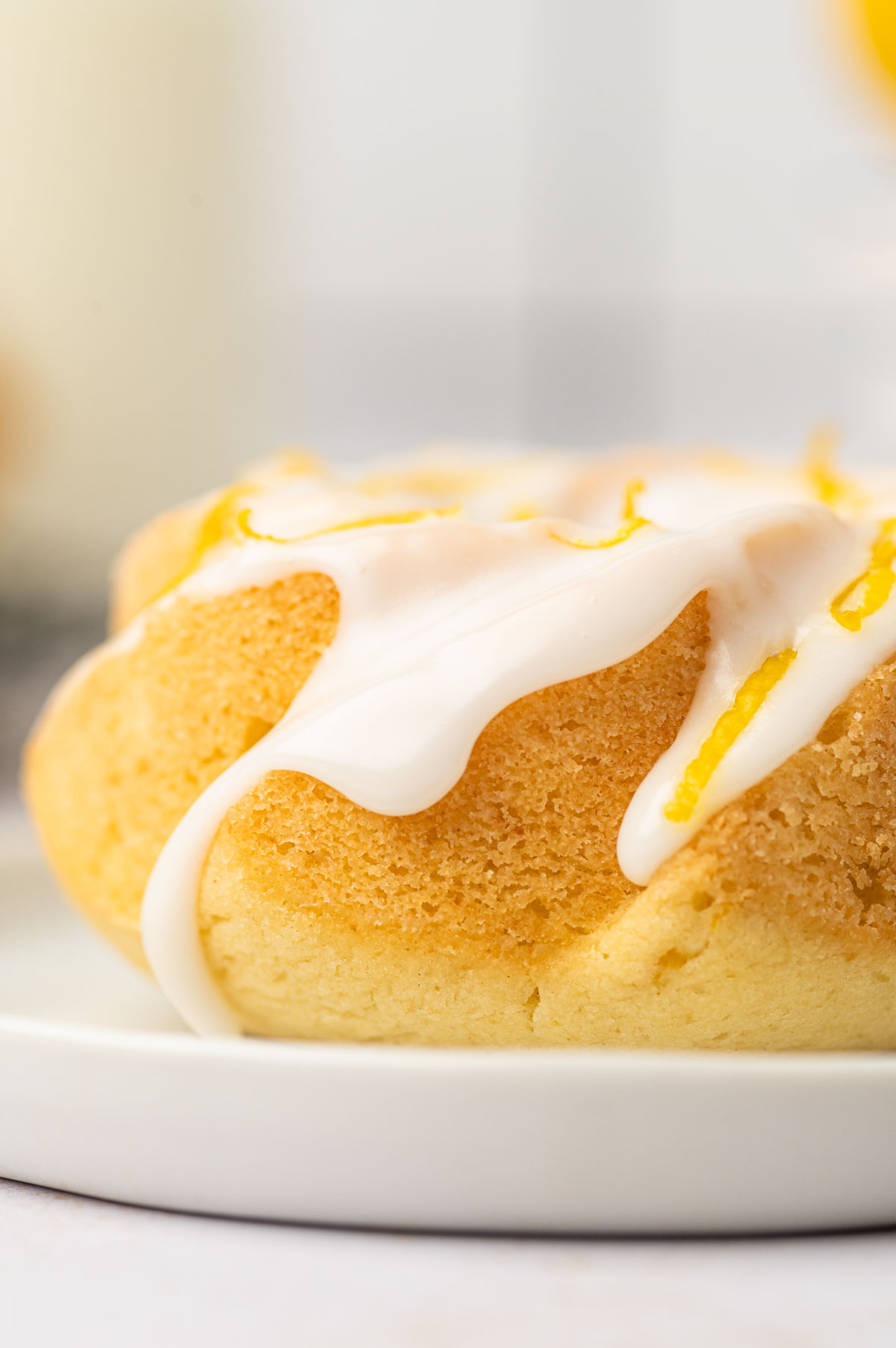 lemon icing over the lemon mini bundt cake.