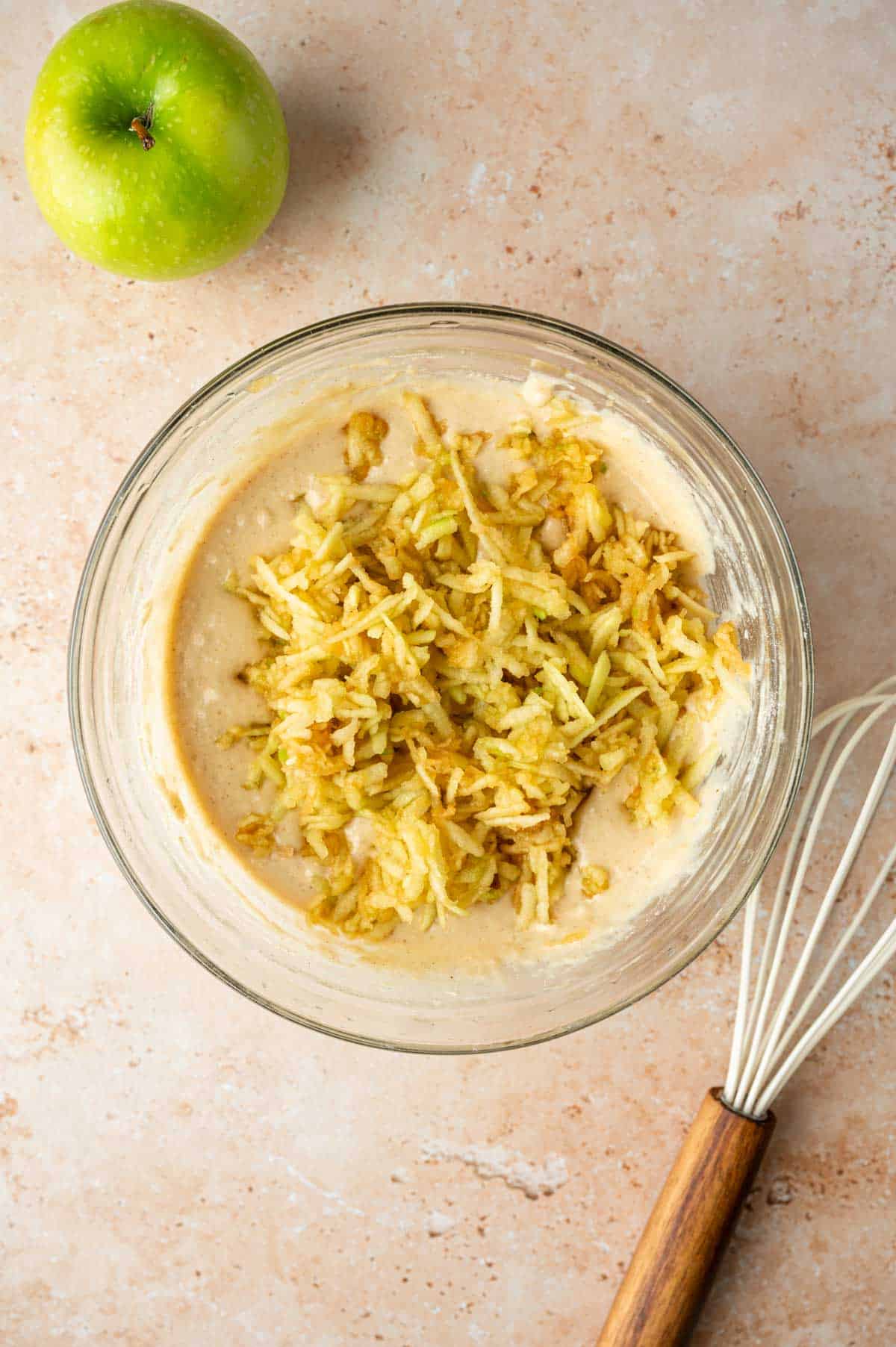 Grated apple added to the waffle batter.