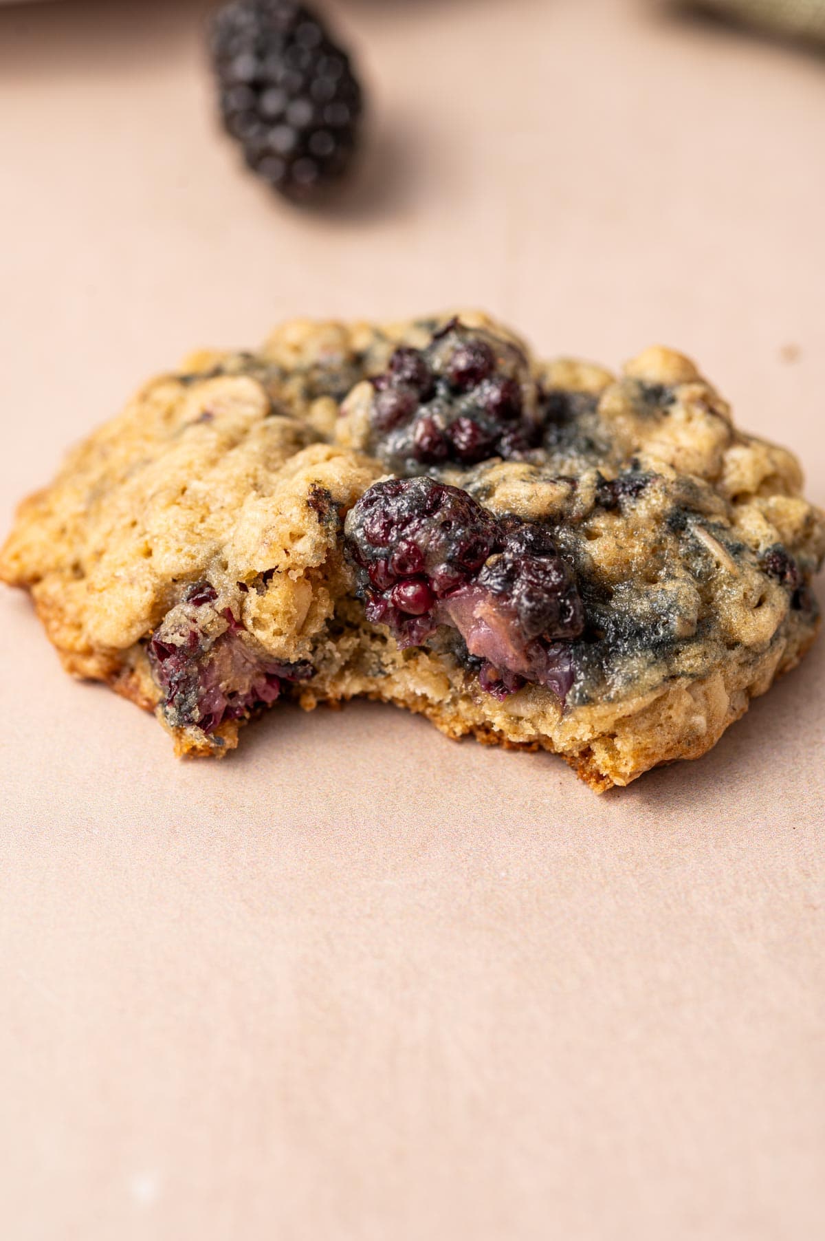 Moist and crumbly blackberry oatmeal cookies with visible oat texture.