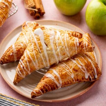Flaky and crispy apple turnovers using storebought puff pastry.