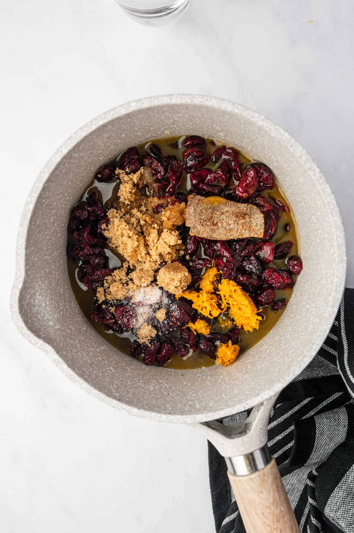 Easy holiday sauce made from basic ingredients in a saucepan.