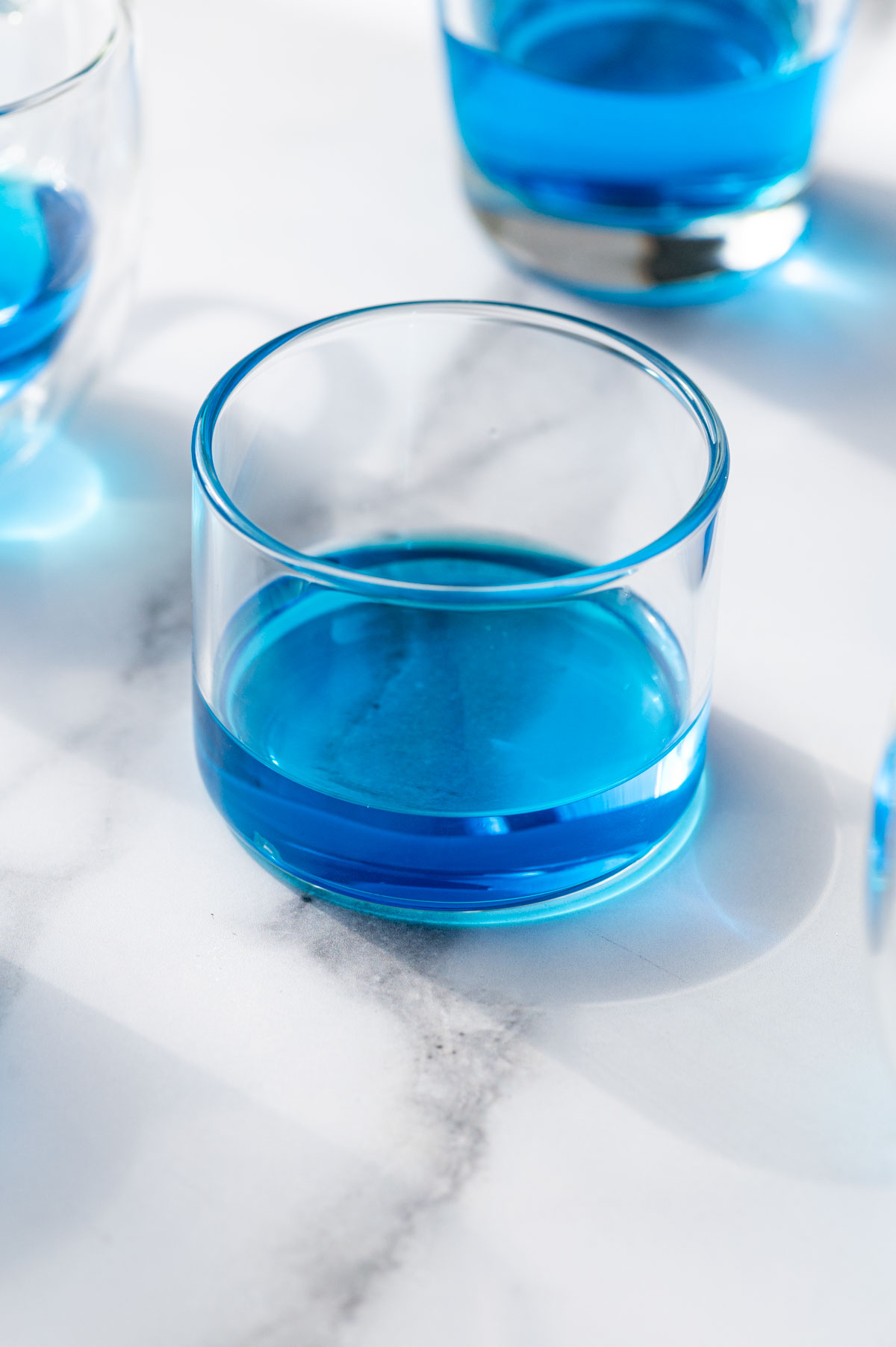 In a glass blue layer being set.