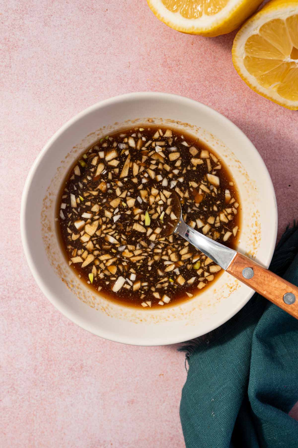 Honey garlic sauce mixed in a small bowl