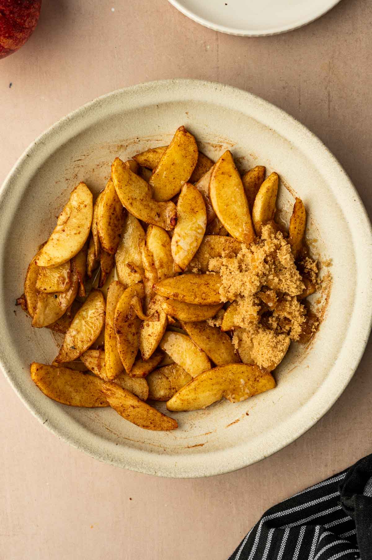 Brown sugar and butter added to the cooked apples