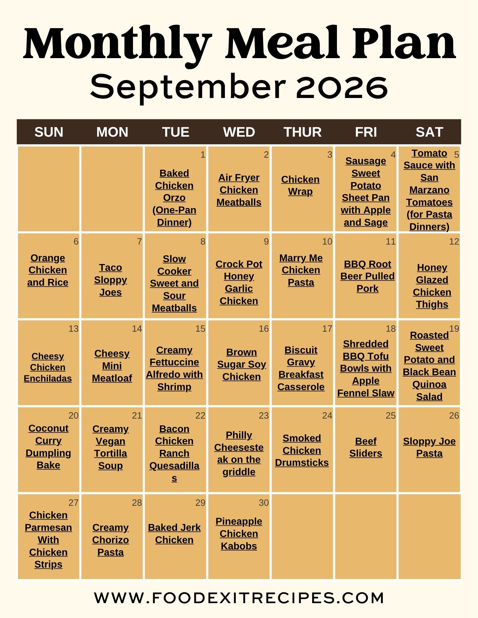 30 unique and budget friendly recipes included in the september meal plan.