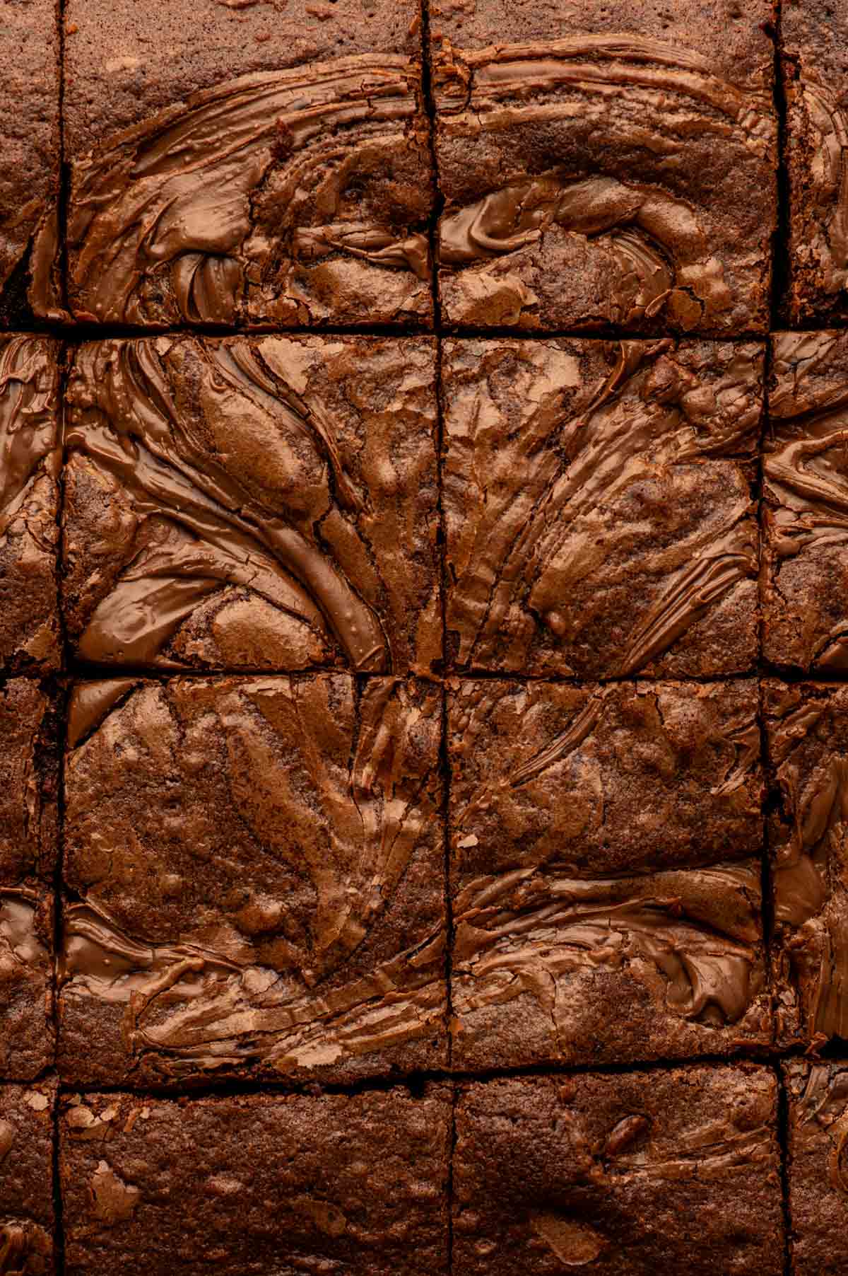 Nutella brownie squares with soft fudgy centers