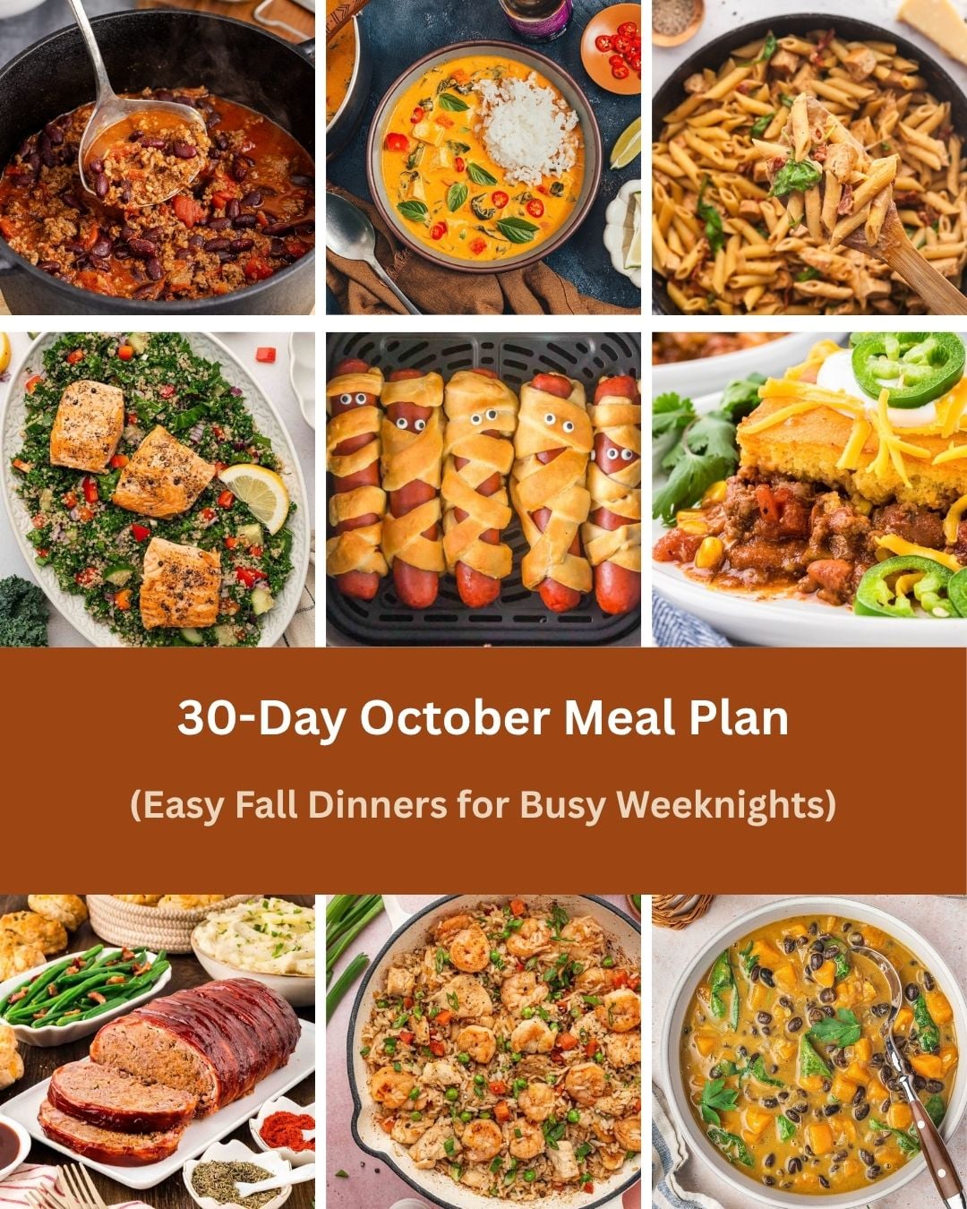 Collage of recipes for october meal plan
