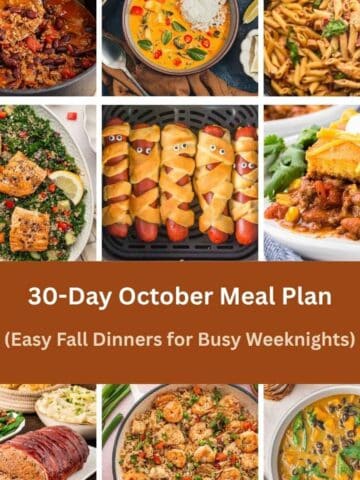 List of recipe images in the collage format for october meal plan